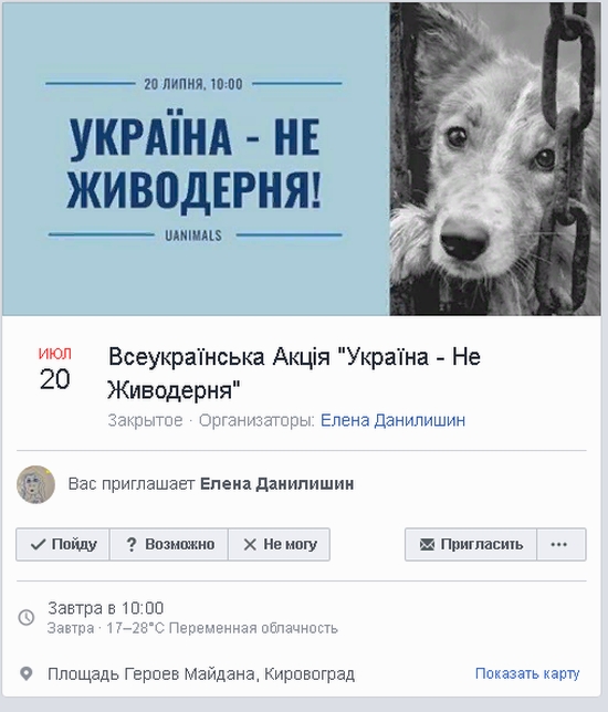 У Кропивницькому відбудеться акція проти вбивства тварин