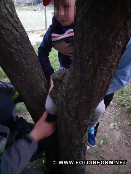 хлопчик заліз на дерево та його нога застрягла між гілками, довелося викликати рятувальників 