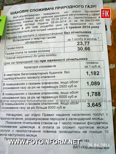 Кировоградцев ужаснули новые тарифы на газ (фото)