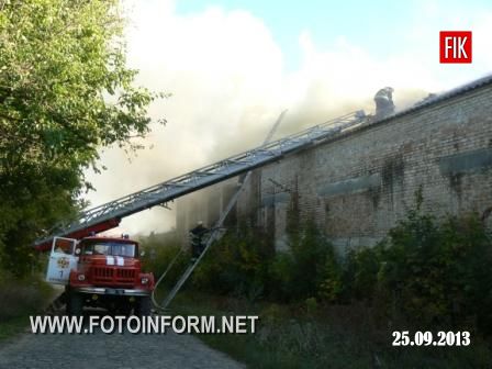 Кіровоград: пожежа на території колишнього сокоекстрактного заводу (ФОТО)