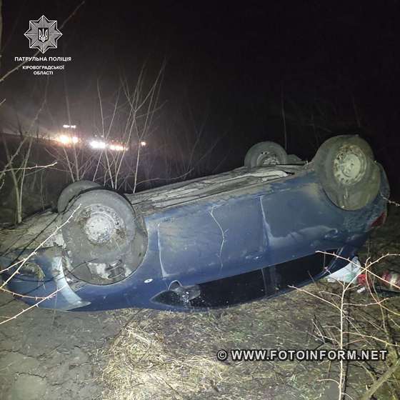 Вечірня ДТП на Кіровоградщині: перекинулася автівка