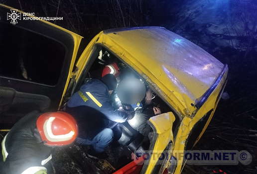 На Кіровоградщині автівка злетіла в кювет: водія госпіталізували (фото)