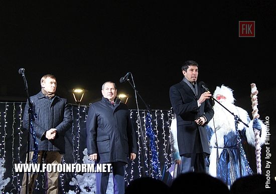 В Кропивницком засияла новогодняя красавица, Председатель Кировоградской ОГА Сергей Кузьменко, городской глава Андрей Райкович 