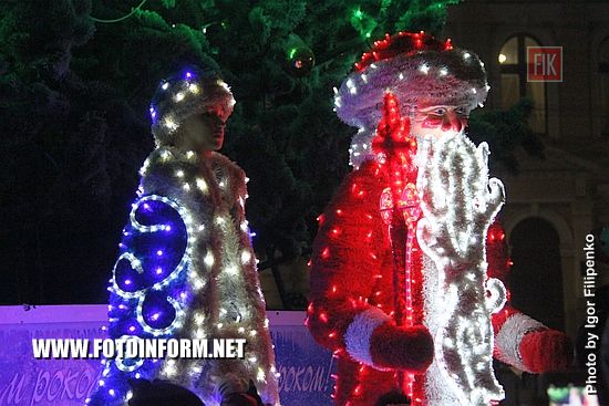 В Кропивницком засияла новогодняя красавица, Председатель Кировоградской ОГА Сергей Кузьменко, городской глава Андрей Райкович 