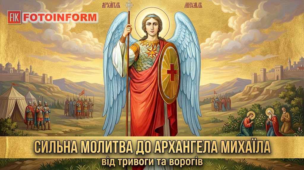 Ікона Небесного воїна Архангела Михаїла зі списом та щитом для захисту від ворогів і тривоги
