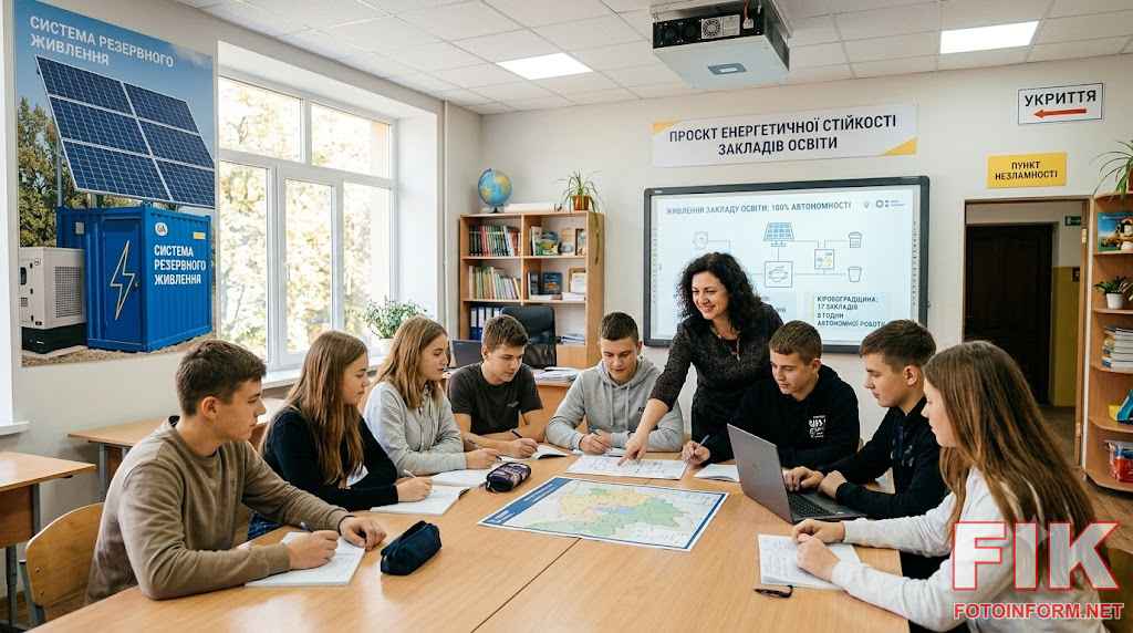 Учні в класі української школи під час очного навчання із стабільним резервним електроживленням