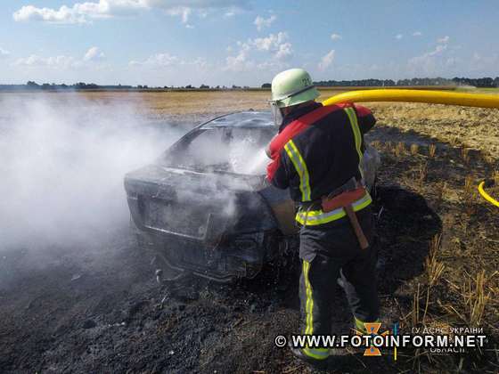 18 липня о 15:35 до Служби порятунку «101» надійшло повідомлення про пожежу легкового автомобіля «Chevrolet Aveo» на автодорозі Хащувате – Червоне Гайворонської МТГ Голованівського району.
