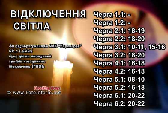 На Кіровоградщині ввели графіки погодинних відключень електрики