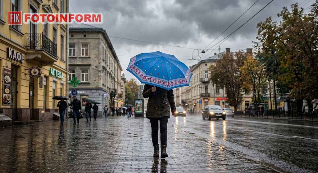 Дощова та хмарна погода в Україні 22 вересня, парасоля під дощем