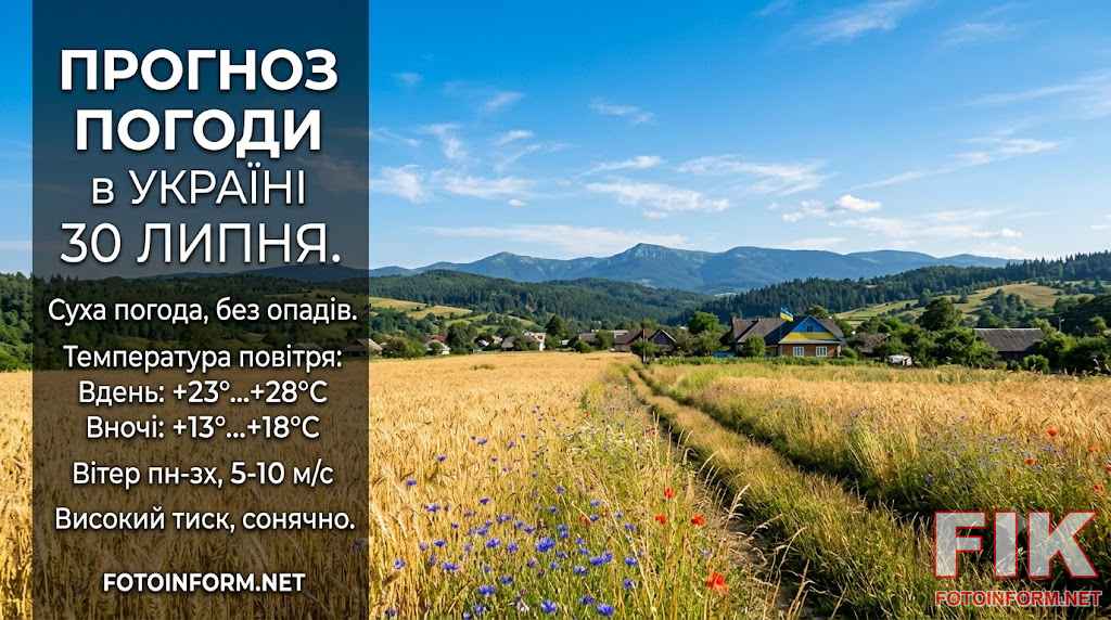 Сонячна погода та блакитне небо над полем в Україні влітку
