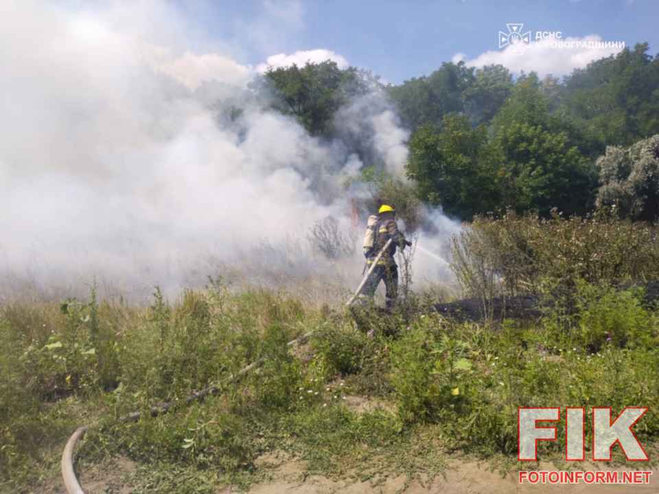 Рятувальники ДСНС ліквідовують пожежу сухої рослинності та сміття у Кіровоградській області