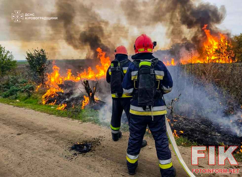 Рятувальники ДСНС ліквідовують пожежу на Кіровоградщині
