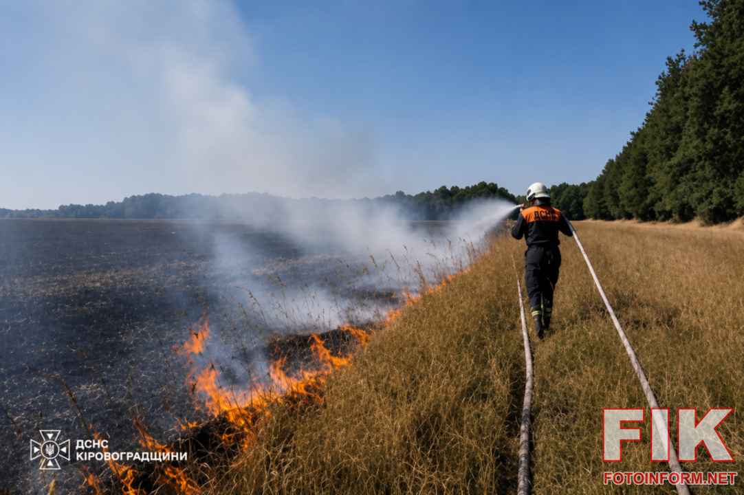 Рятувальники ДСНС Кіровоградщини ліквідовують пожежу сухої трави на відкритій території