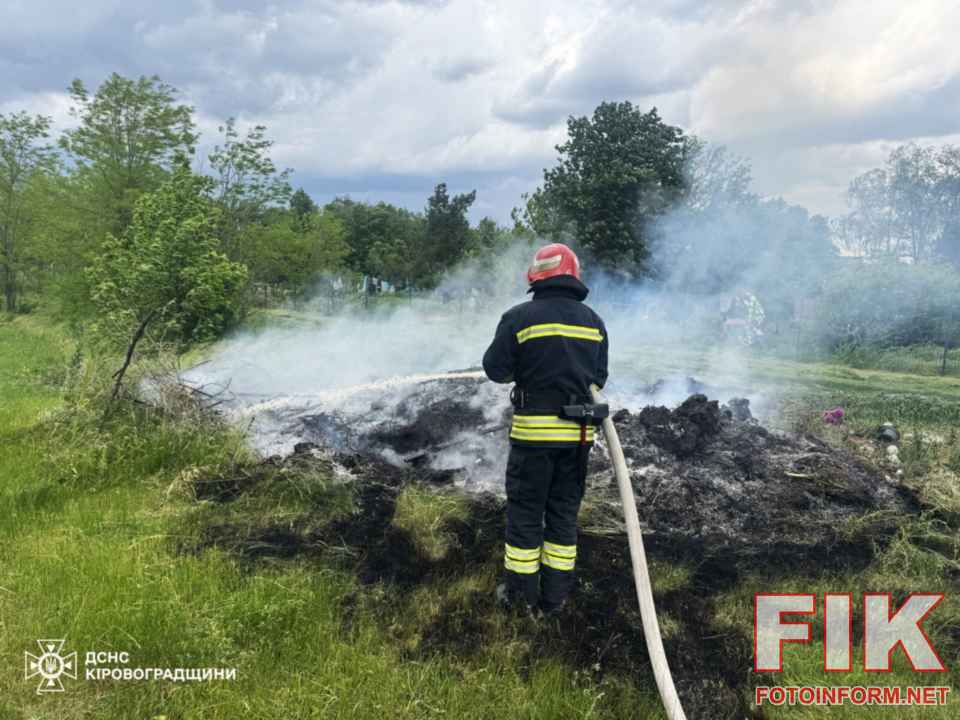 рятувальники ДСНС України на ліквідації загорання.