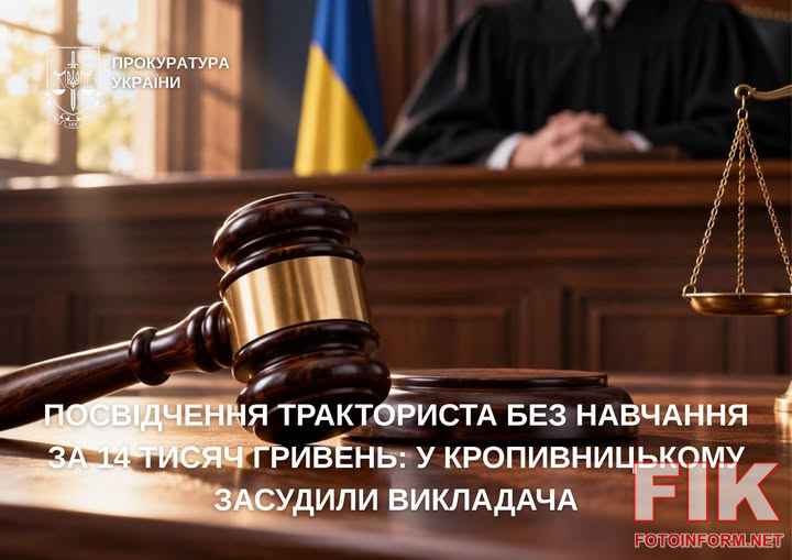 У Кропивницькому викладача коледжу засудили за продаж посвідчення тракториста без навчання