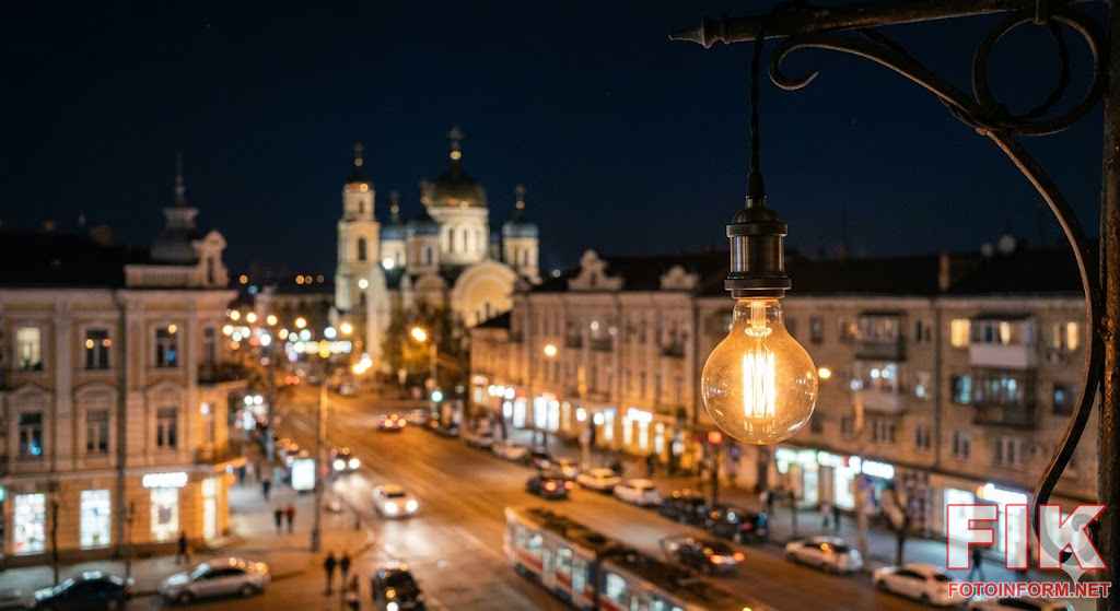 Нічний Кропивницький, енергосистема України.