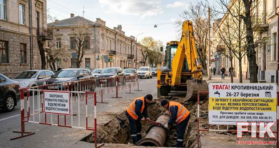 Ремонтні роботи на мережі водопостачання у Кропивницькому