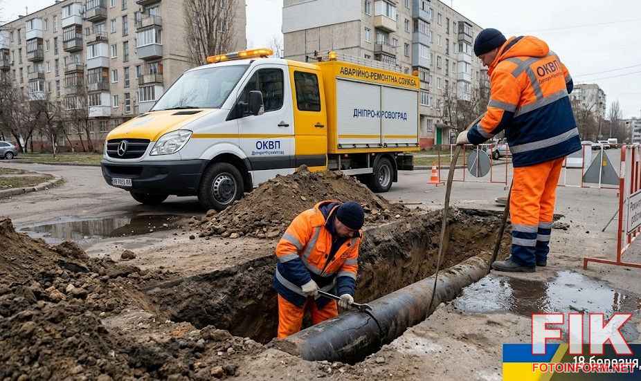 Аварійно-відновлювальні роботи на водопроводі у Кропивницькому
