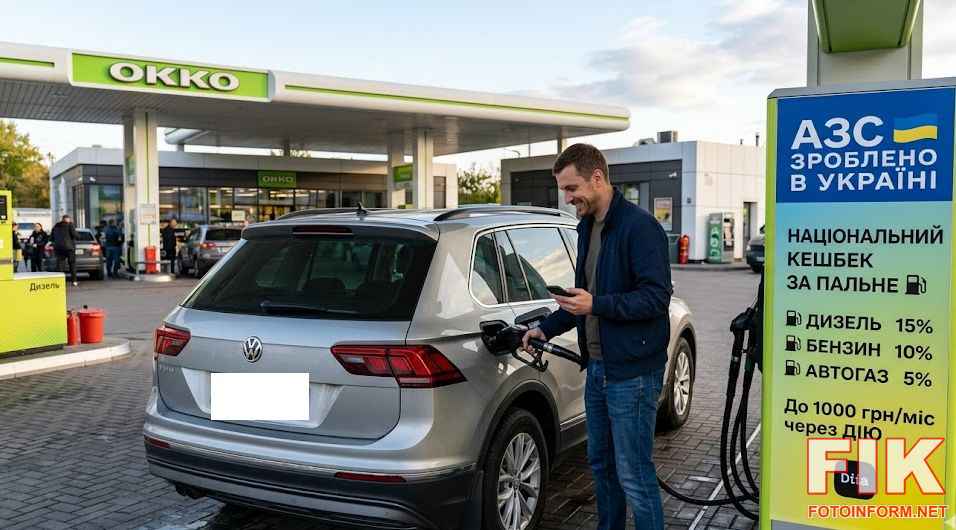 Заправка автомобіля на АЗС в Україні, програма Національний кешбек на пальне