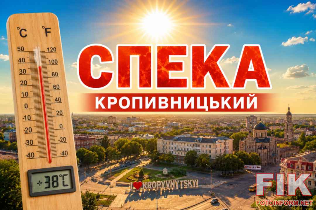 Сонце над містом влітку, спекотна погода в Україні, термометр показує високу температуру
